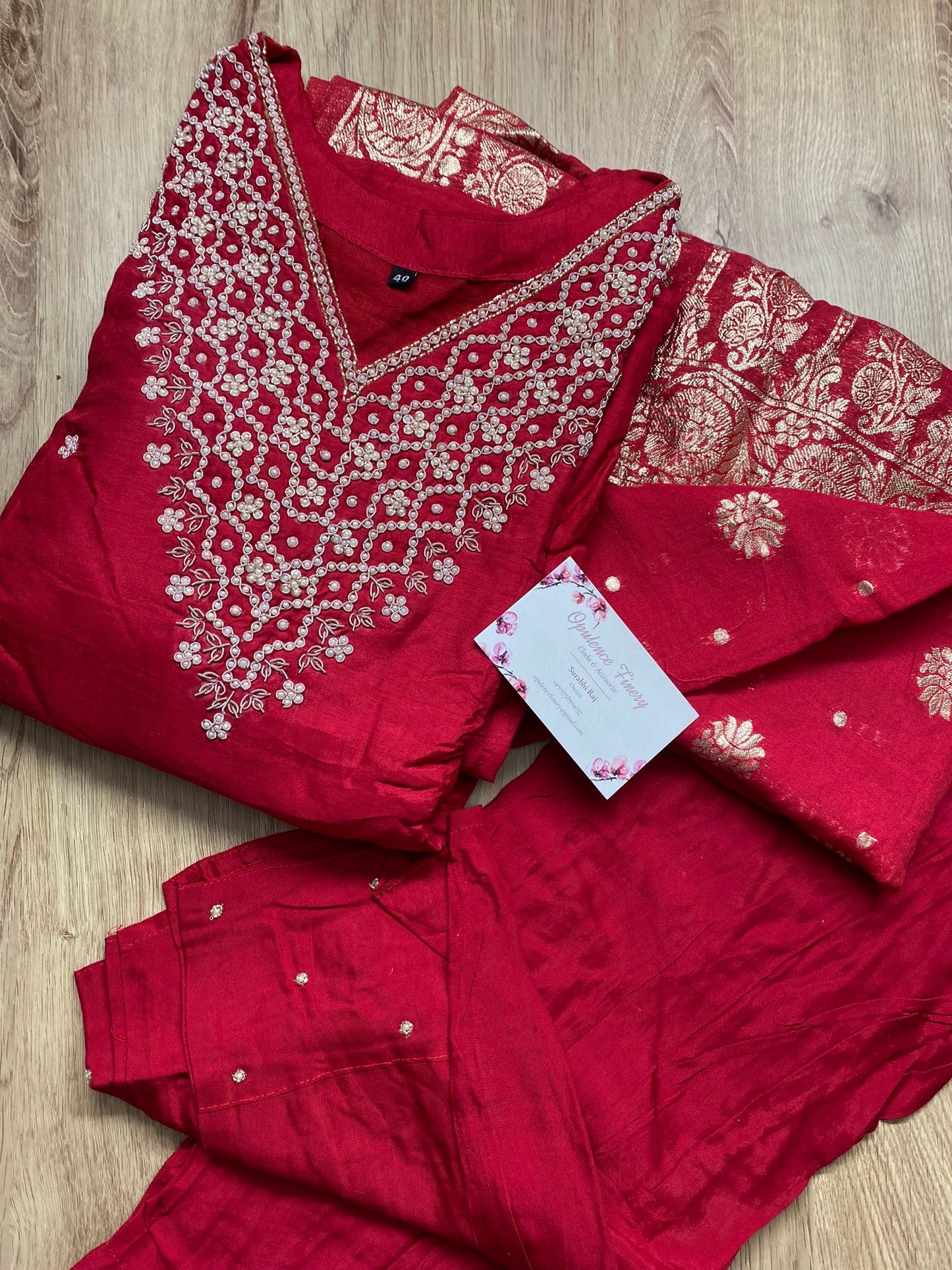 Amazing Handwork Kurti Dupatta Pants set.