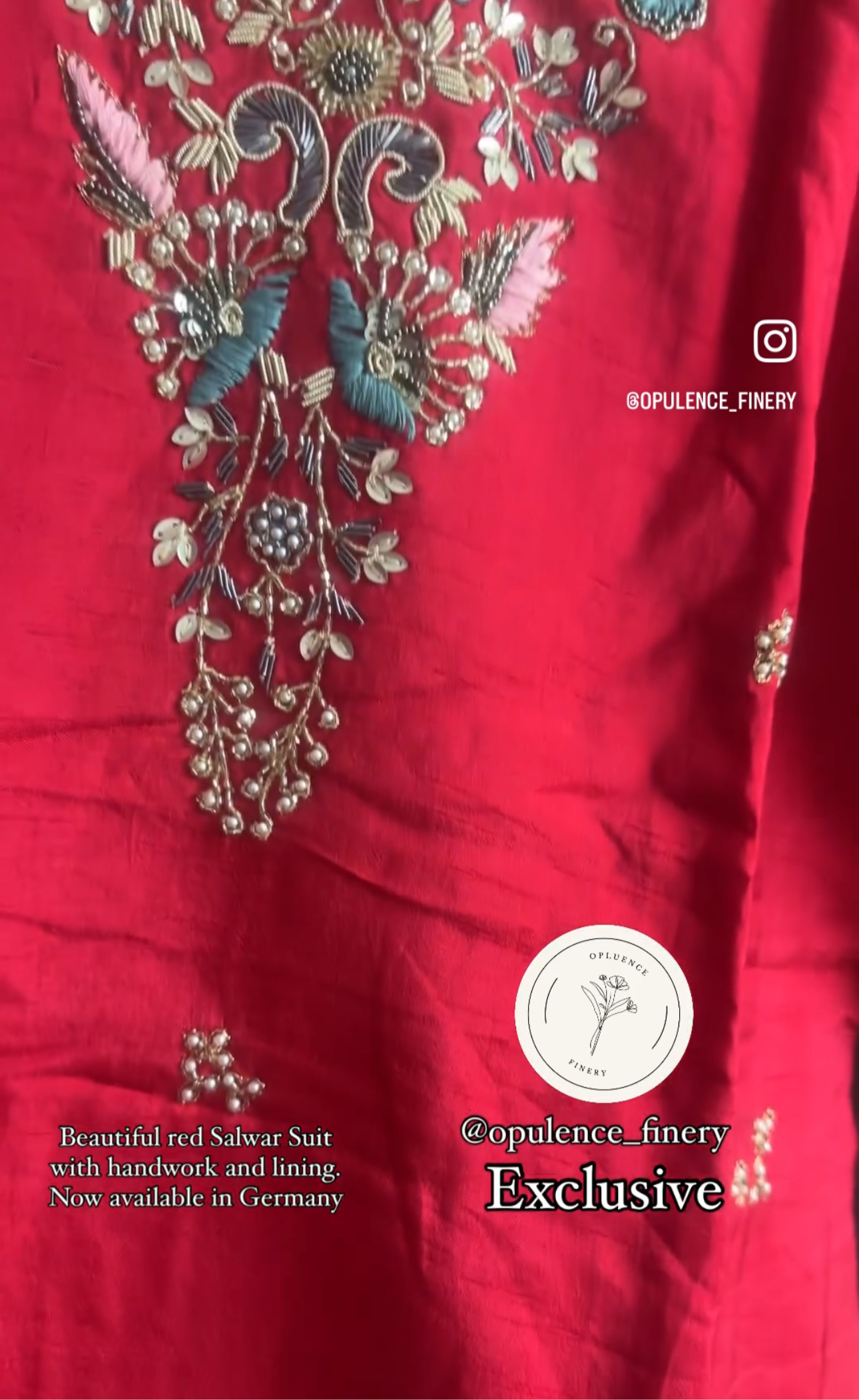 A. Ravishing Red Handwork Kurta Pants Dupatta