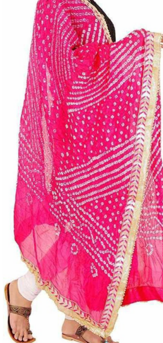 Colorful bandhani Dupatta with Gota Patti work