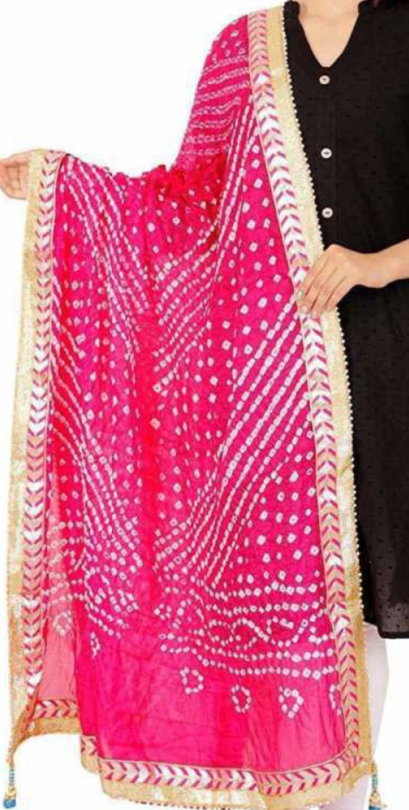 Colorful bandhani Dupatta with Gota Patti work