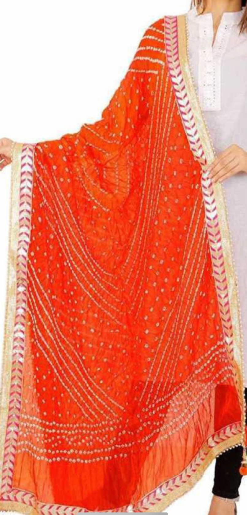 Colorful bandhani Dupatta with Gota Patti work